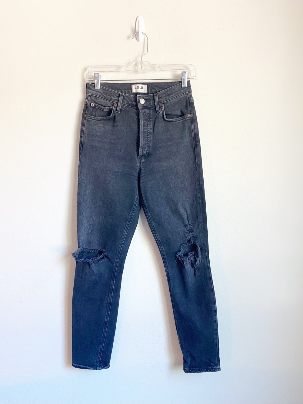 Agolde Nico High Rise Slim Fit Style Jeans Faded Black Size 26